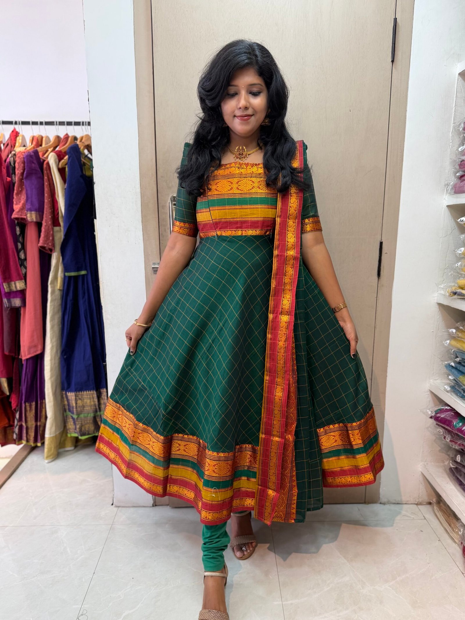 Rani Green Anarkali & Duppata