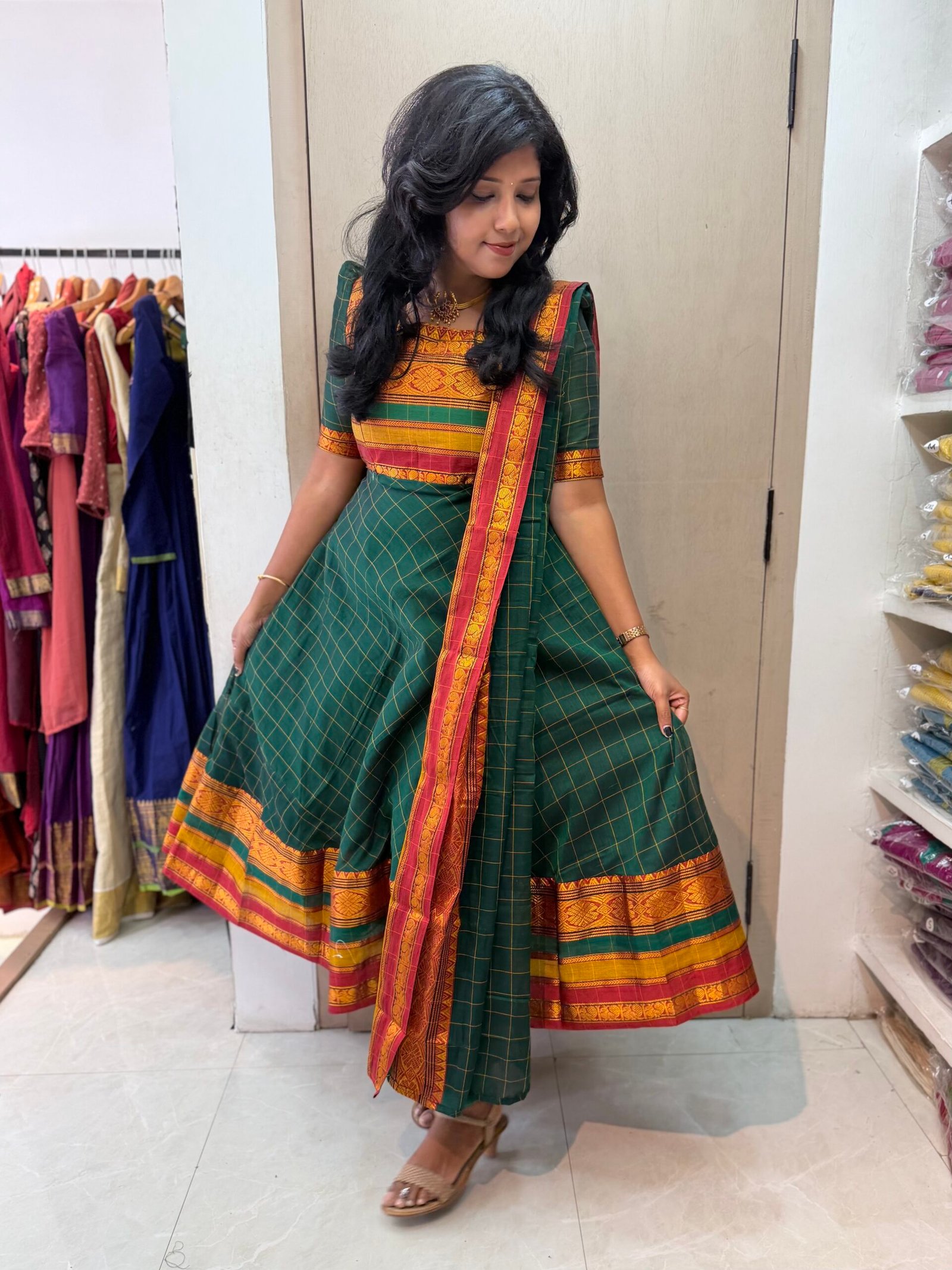 Rani Green Anarkali & Duppata - Image 2